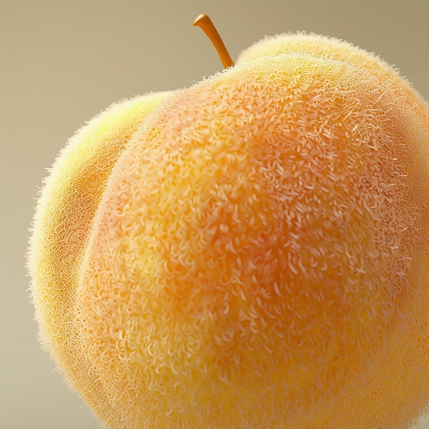 Photo closeup of a ripe yellow peach with fuzzy skin