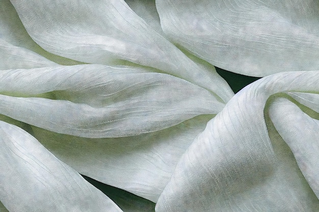 Closeup of rippled white fur silk fabric texture background