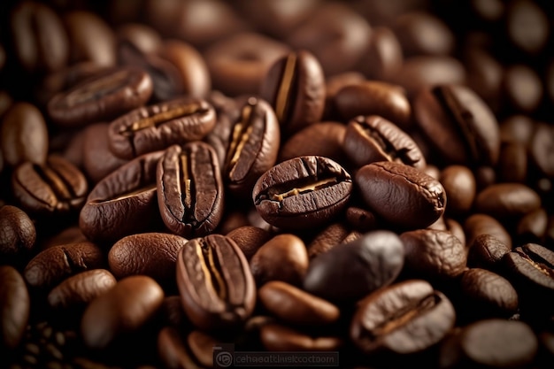 CloseUp of Roasted Coffee Beans as Background Generative AI