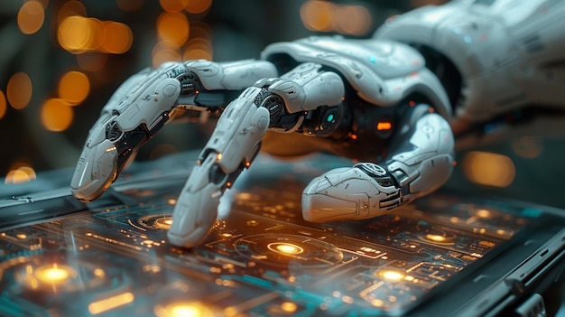 Closeup of Robotic Hand Holding Tablet