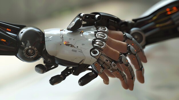 A closeup of a robotic hand reaching out showcasing advanced technology and the potential for humanrobot interaction