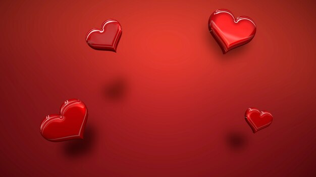 Closeup romantic small hearts on Valentines day shiny background