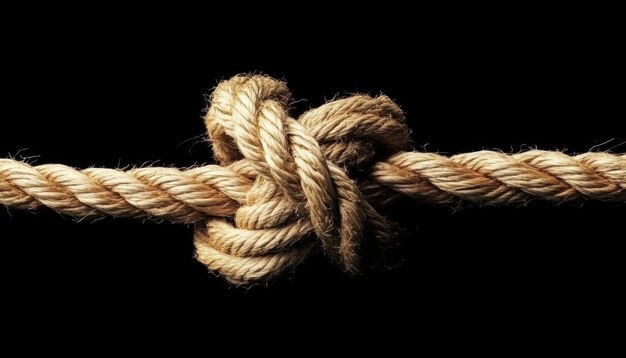 Photo closeup of a rope knot on black background illustration