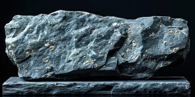 Closeup of a Rough Gray Rock with Embedded Minerals