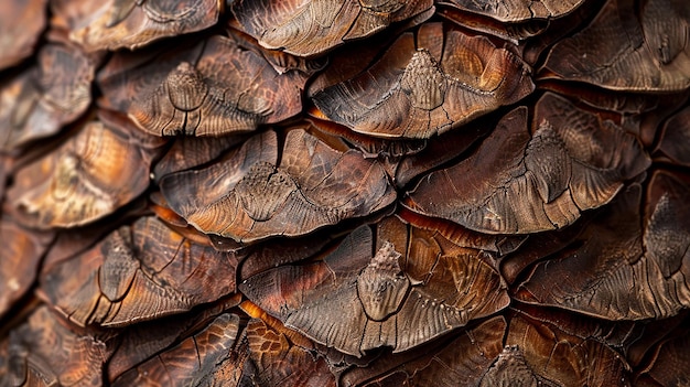 Photo closeup of the rough texture of a pinecone