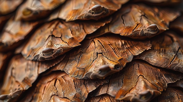 Photo closeup of the rough texture of a pinecone