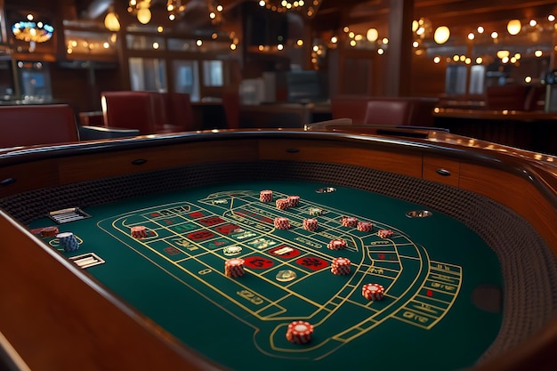 Closeup of a Roulette Table in a Casino