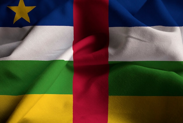 Closeup of Ruffled Central African Republic Flag