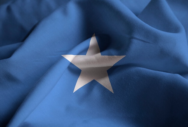 Closeup of Ruffled Somalia Flag, Somalia Flag Blowing in Wind