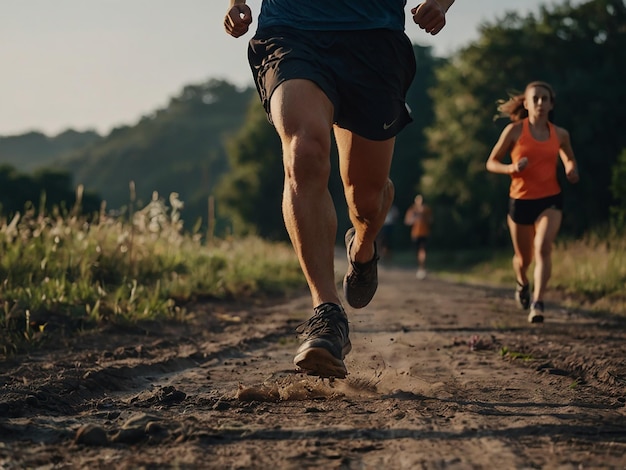 Photo closeup at the runner feet running