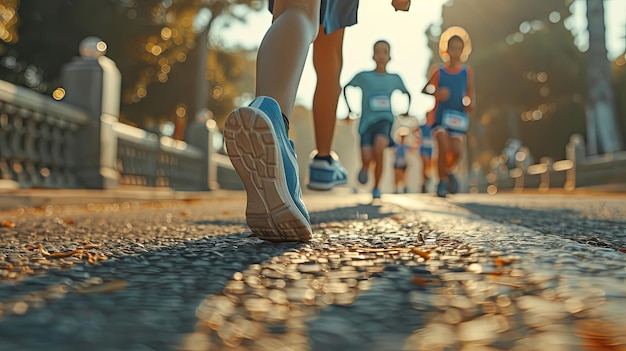 Closeup of a Runner39s Foot During a Race