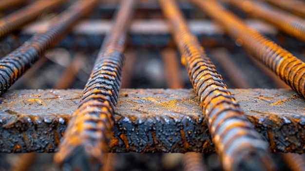 Photo closeup of rusty rebar