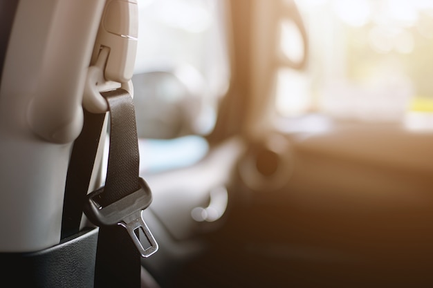 Closeup safety belt in car 