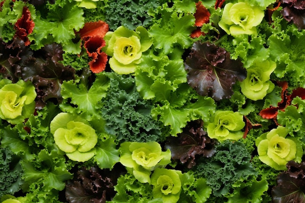 Photo closeup salad greens background