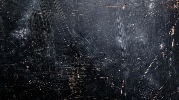 Photo closeup of scratched black metal surface