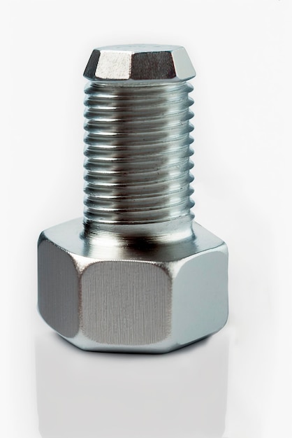 Closeup of screw on white background