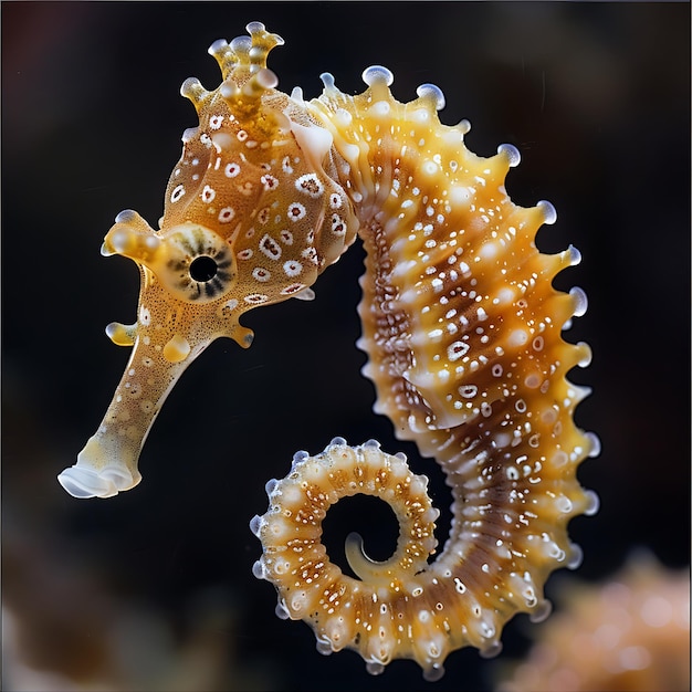 Photo closeup of a seahorse with a black background