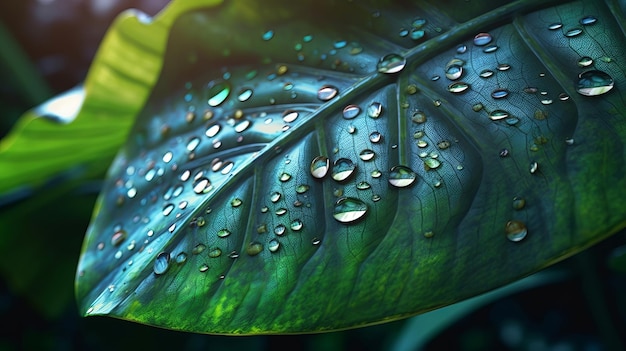 Closeup see of characteristic holographic monstera leaf Creative resource AI Generated