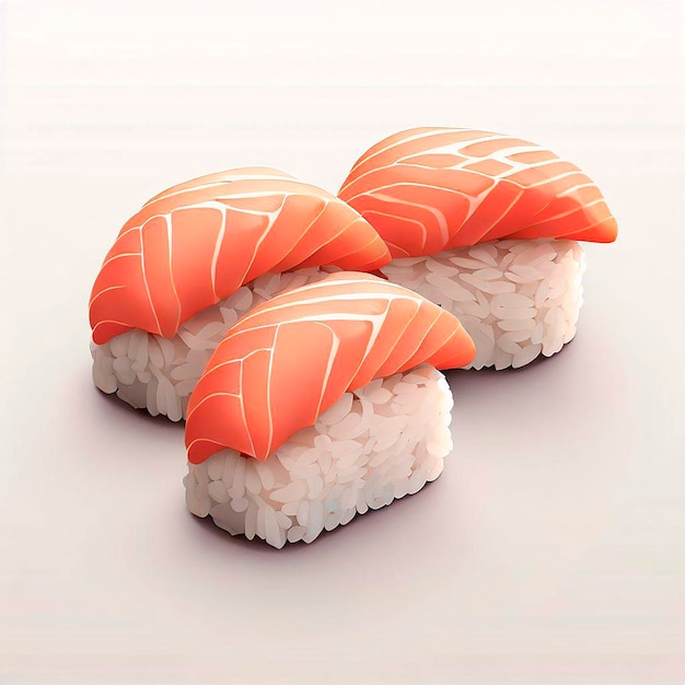 Closeup of several pieces of sushi salmon niguiris