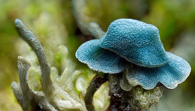 Closeup of shaggy mane mushrooms in a field covered in the grass Generative Ai