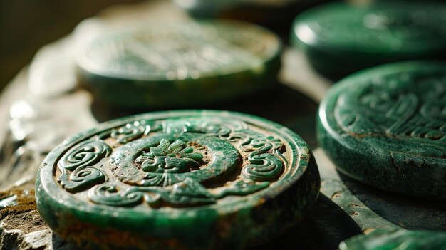 A closeup of Shang Dynasty jade bi discs highlighting their symbolic importance and artistic value