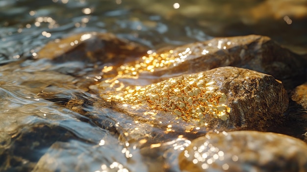 Photo a closeup of shimmering water over rocks in a natural setting