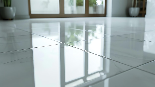 Photo a closeup of a shiny white tiled floor