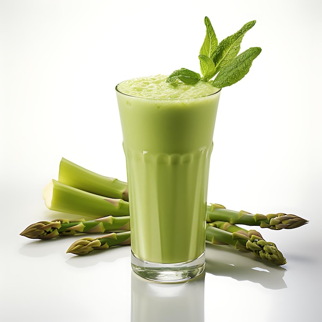 Closeup shot of an asparagus smoothie perfect for drink catalog