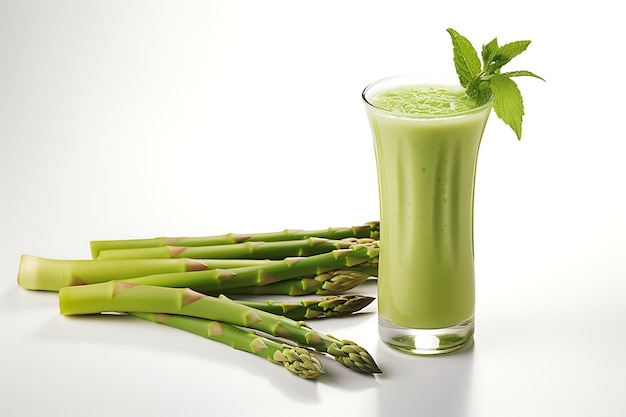 Closeup shot of an asparagus smoothie perfect for drink catalog