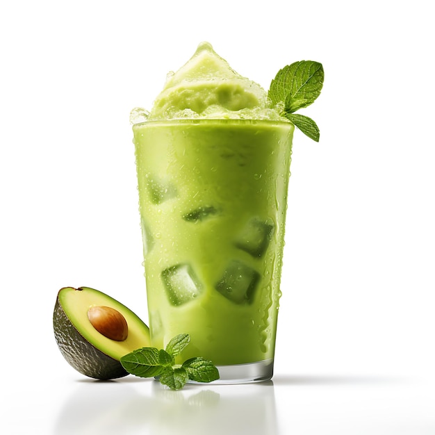 Closeup shot of an avocado drink juice and smoothie perfect for drink catalog