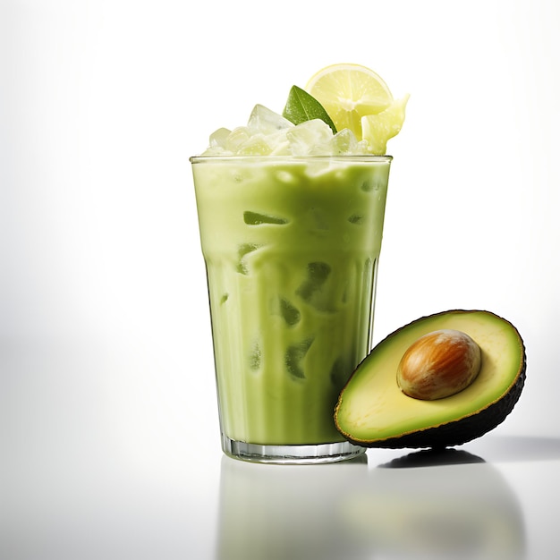 Closeup shot of an avocado drink juice and smoothie perfect for drink catalog