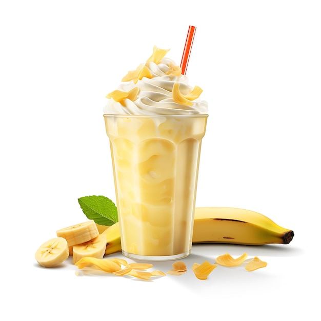 Closeup shot of a banana drink juice and smoothies perfect for drink catalog