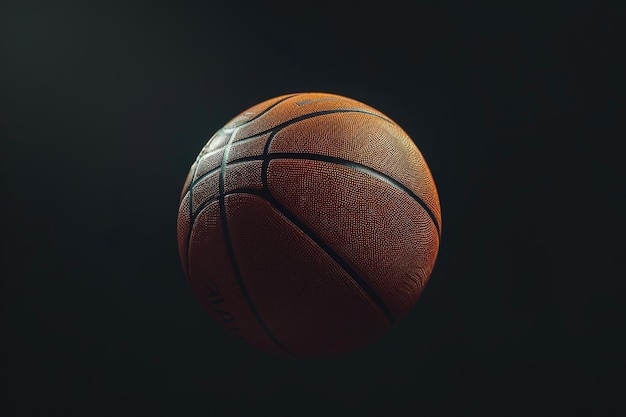 Closeup shot of a basketball on a dark surface Suitable for sports and recreation concepts