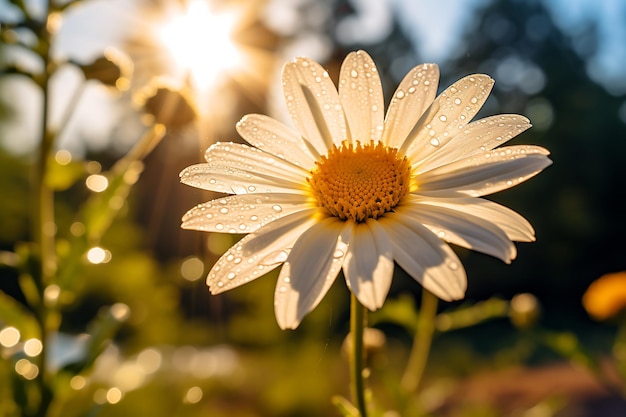 Closeup shot of a beautiful daisy under the sunlight