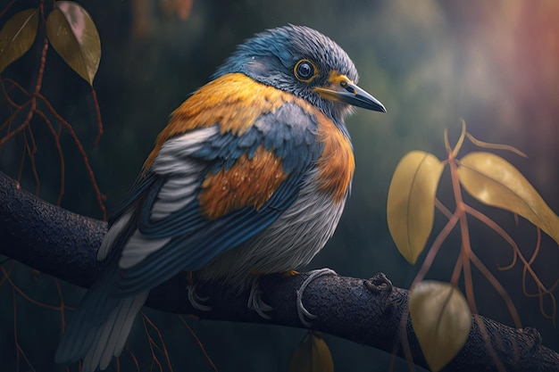 A closeup shot of a bird sitting on a tree branch