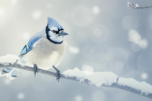 Closeup shot of a blue jay perched on a branch d