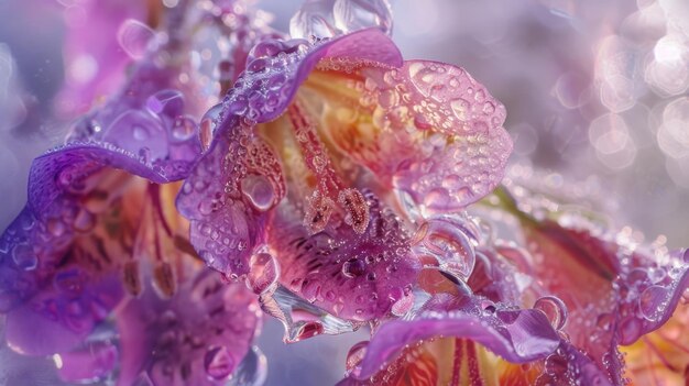 A closeup shot of a bunch of flowers submerged in water showcasing the delicate details and textures