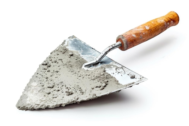 Photo a closeup shot of a cement trowel with a wooden handle on a white surface