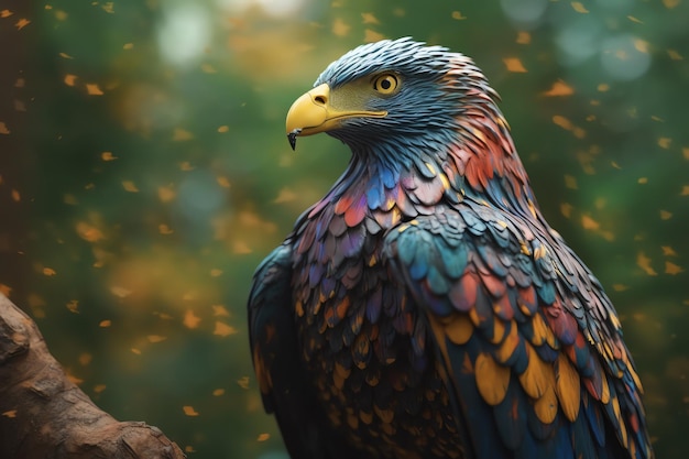 Closeup shot of colorful eagle generative ai