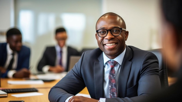 A closeup shot of a corporate executive in a boardroom meeting