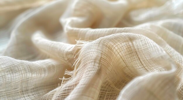 A closeup shot of the delicate texture and softness of linen fabric