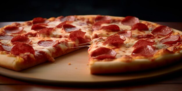 Closeup shot of delicious cheese and pepperoni pizza