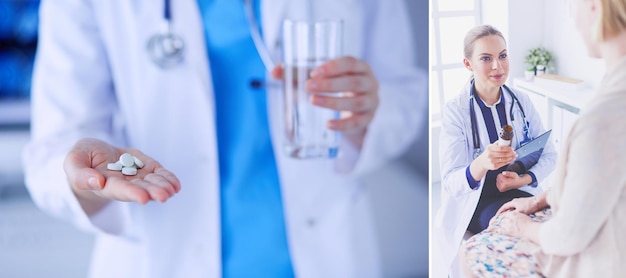 Closeup shot of doctors hands holding pills