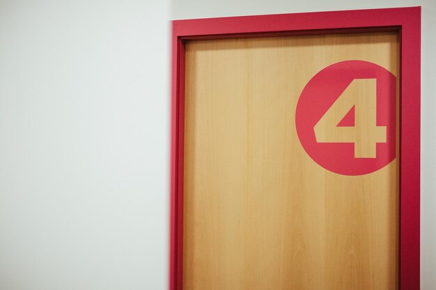 Closeup shot of a door with the number 4