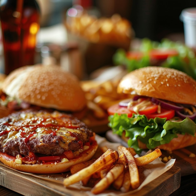 Closeup shot of fast food items