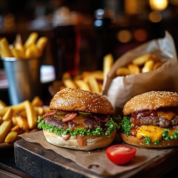 Closeup shot of fast food items