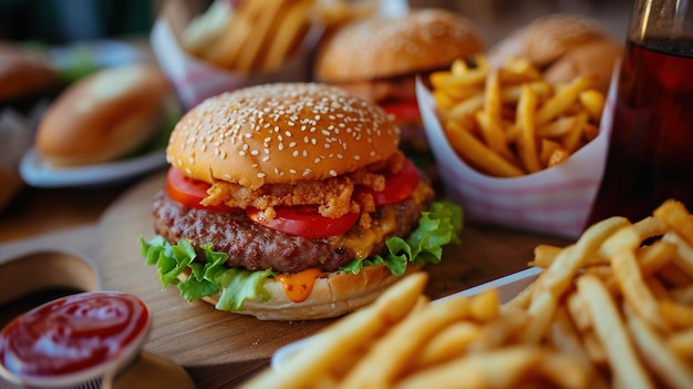 Closeup shot of fast food items