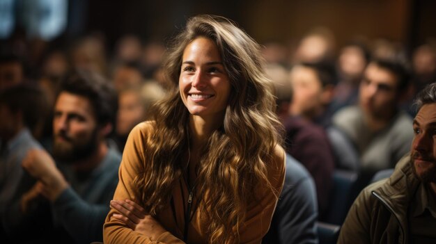 Closeup shot of a female student listening to a lecture at the university