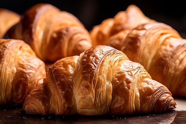 A closeup shot of fresh croissants