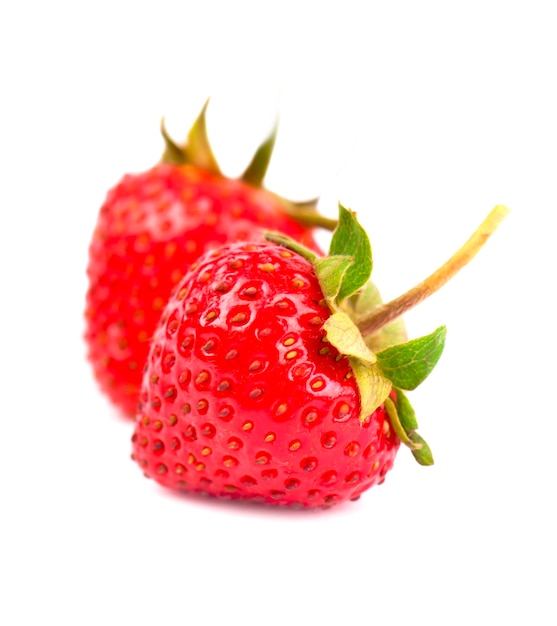 Closeup shot of fresh strawberries Isolated on white background